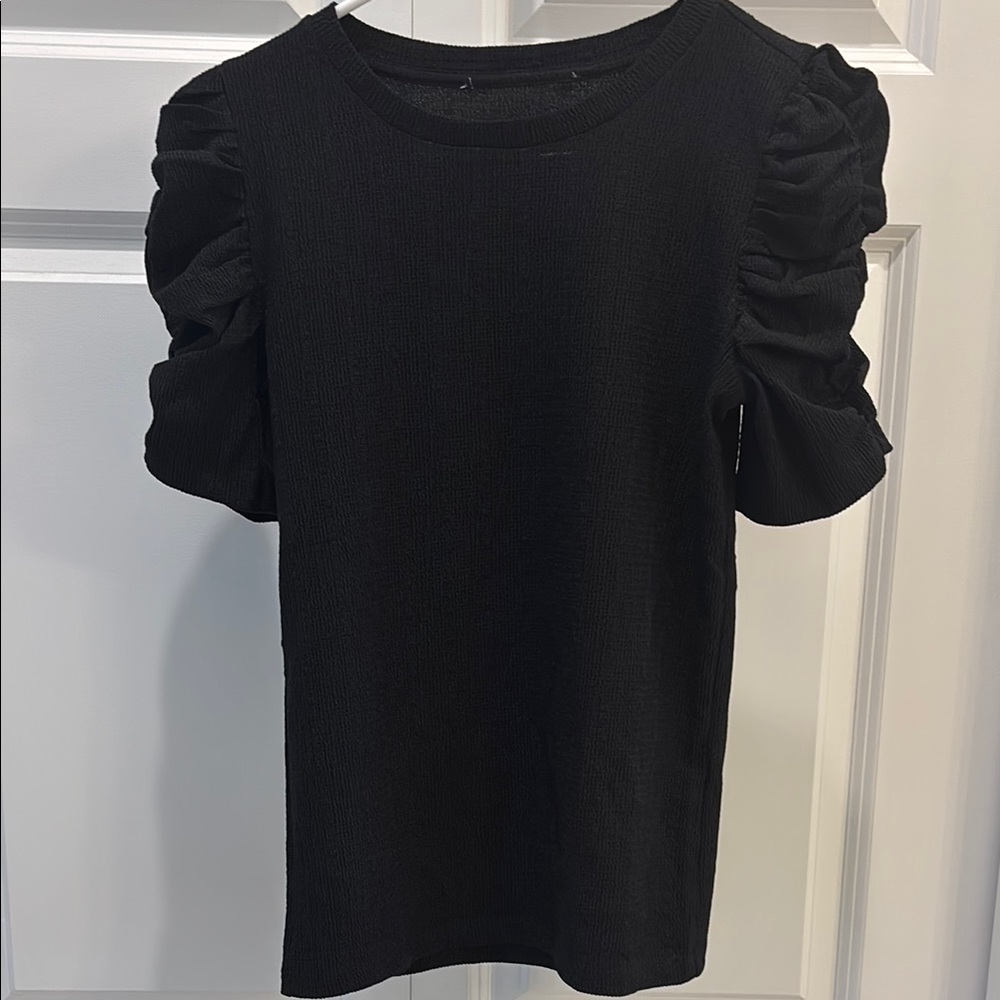 (5/$30 deal) 
Elegant Black Ruffled Sleeve Top